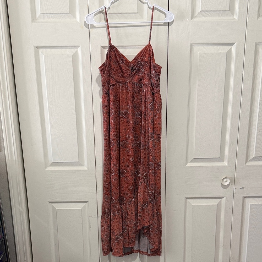 Maurices Rust Patterned Midi Dress, Large